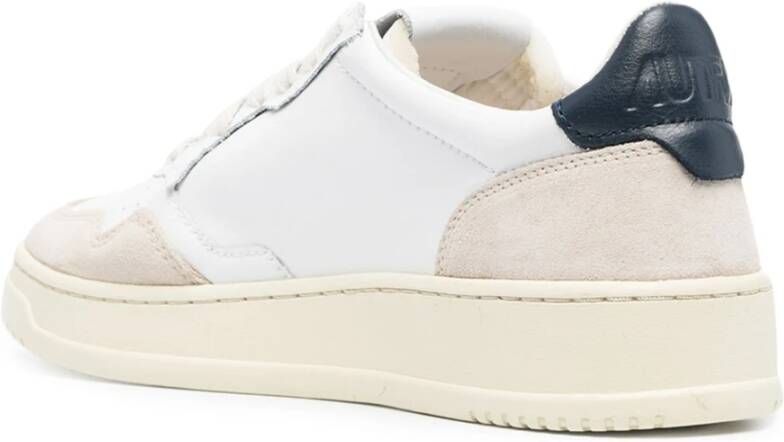 Autry Witte leren sneaker met beige suède accenten White Heren