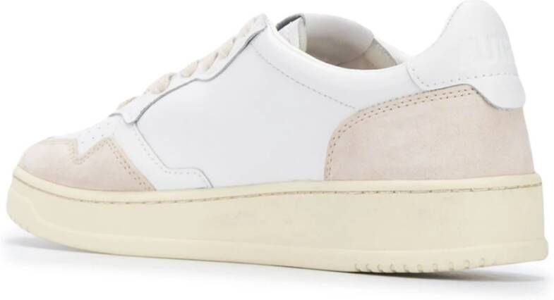 Autry Witte leren sneaker met beige suède accenten White Heren