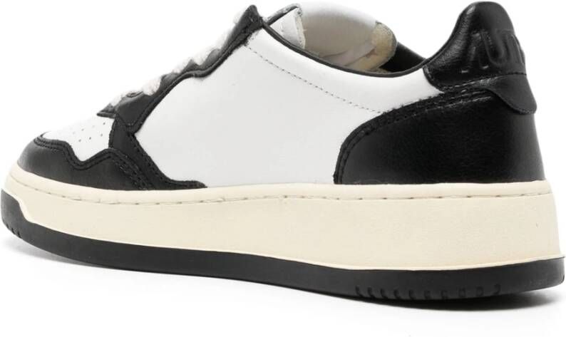 Autry Witte leren sneaker met zwarte accenten Black Dames