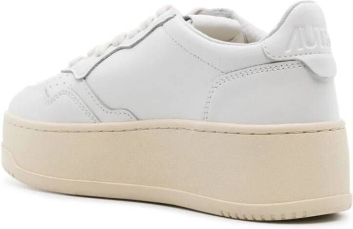 Autry Witte Leren Sneakers Geborduurd Logo White Dames