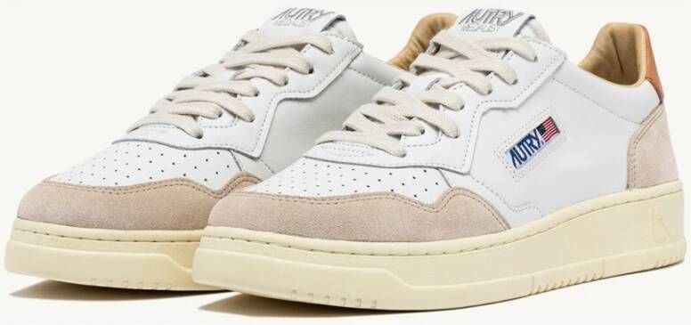 Autry Witte leren sneakers met beige suède accenten White Heren