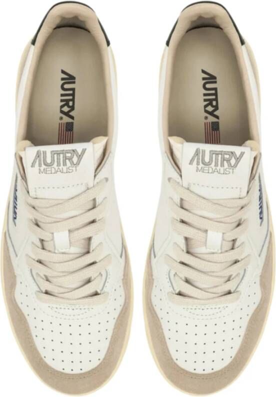 Autry Witte leren sneakers met beige suède White Heren