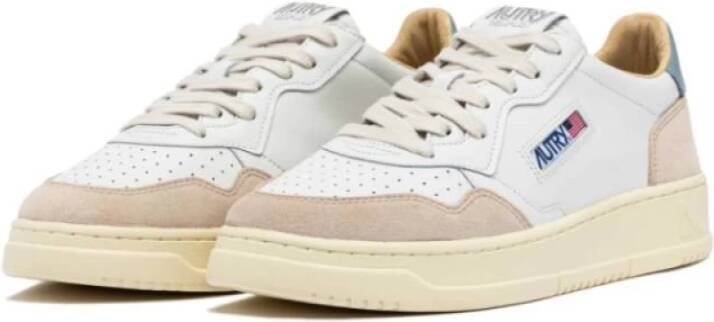 Autry Witte leren sneakers met blauwe hiel Multicolor Heren