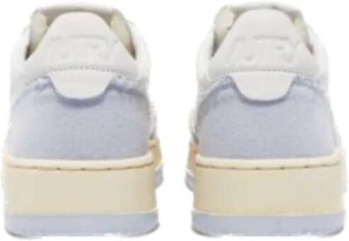 Autry Witte Leren Sneakers met Blauwe Stof Multicolor Dames