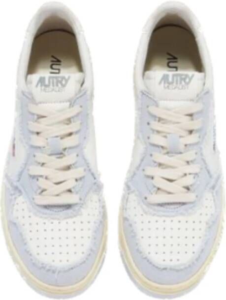 Autry Witte Leren Sneakers met Blauwe Stof Multicolor Dames