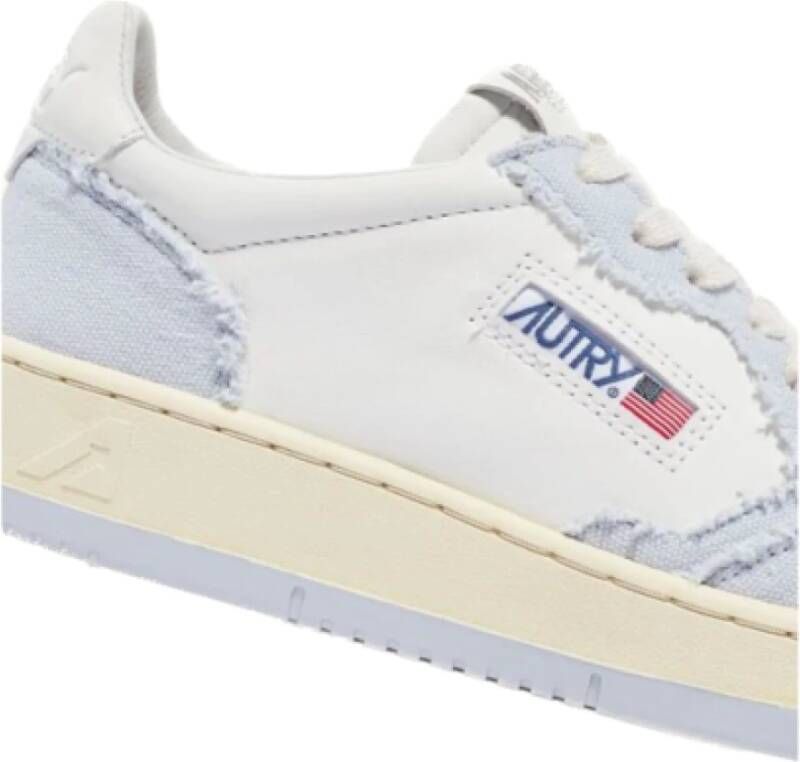 Autry Witte Leren Sneakers met Blauwe Stof Multicolor Dames