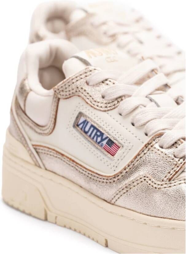 Autry Witte Leren Sneakers met Borduursel Multicolor Dames