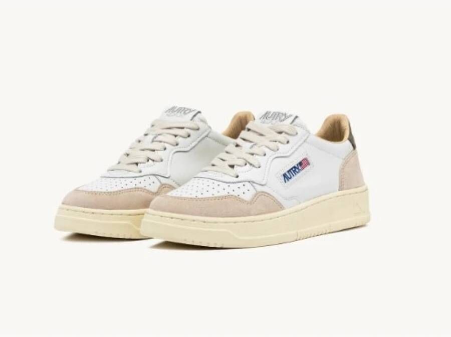 Autry Witte leren sneakers met donkergroene hiel White Heren