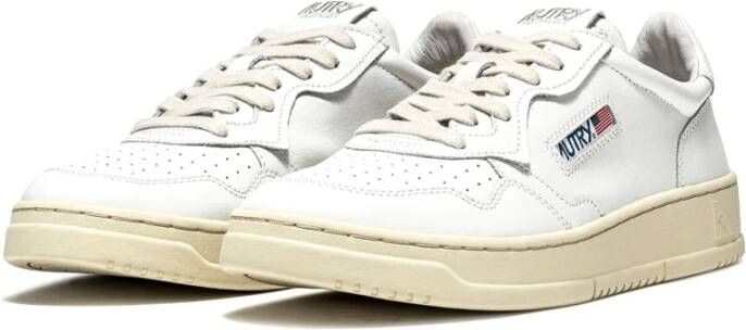 Autry Witte leren sneakers met geborduurd label White Heren