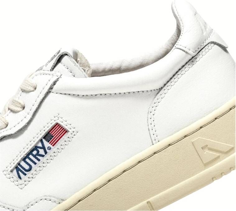 Autry Witte leren sneakers met geborduurd label White Heren