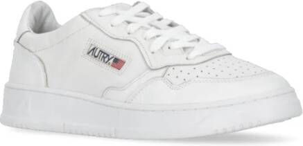 Autry Witte Leren Sneakers met Geborduurd Logo White Dames