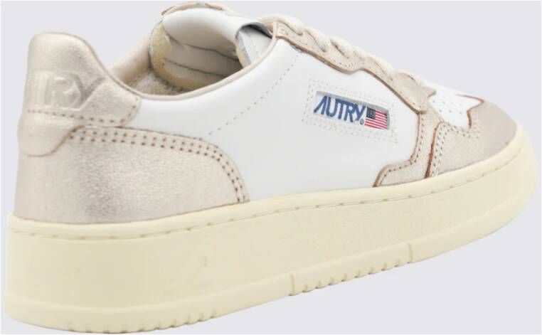 Autry Witte leren sneakers met gouden accenten White Dames