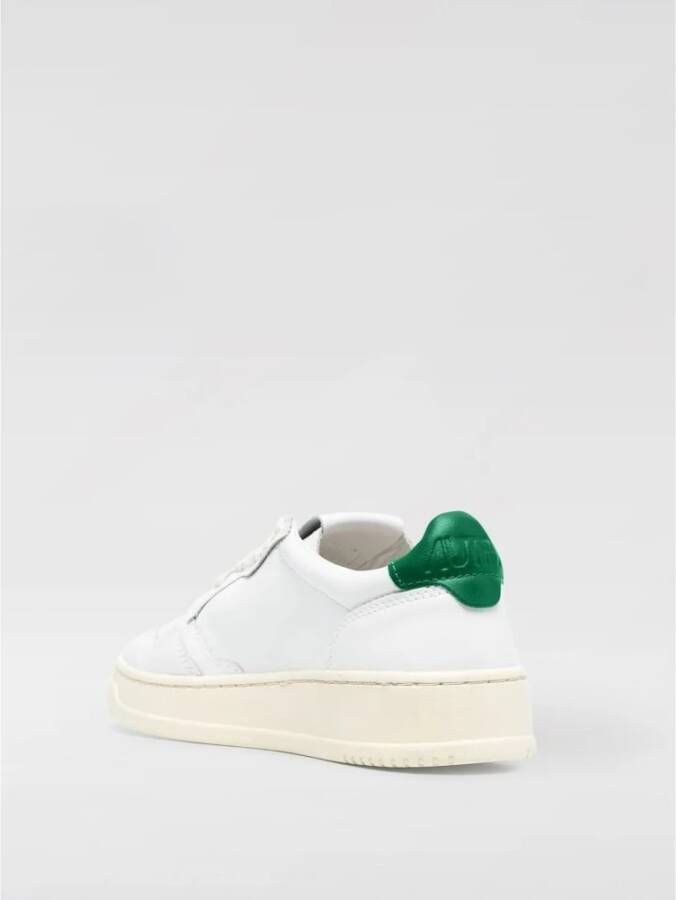 Autry Witte Leren Sneakers met Groen Detail White Dames