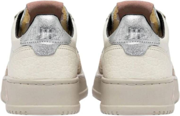 Autry Witte leren sneakers met metallic afwerking White Dames