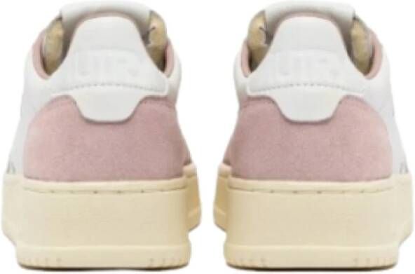 Autry Witte leren sneakers met roze suède Pink Dames