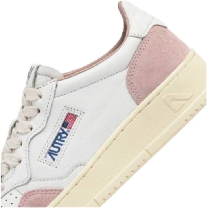 Autry Witte leren sneakers met roze suède Pink Dames