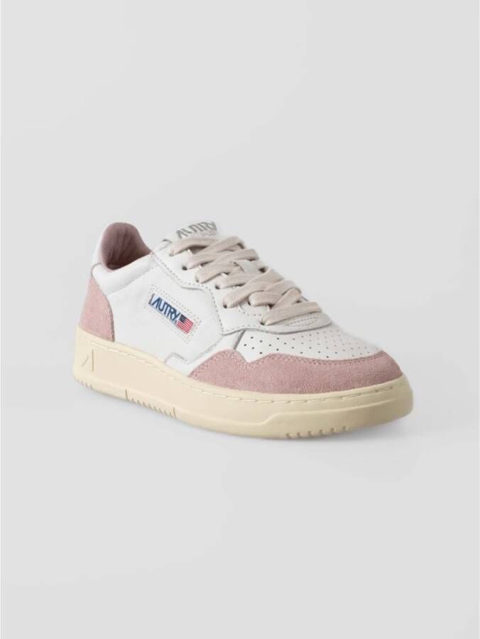 Autry Witte leren sneakers met roze suède White Dames