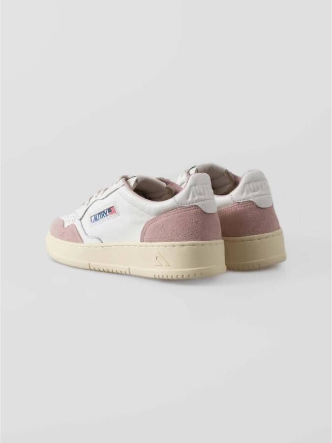 Autry Witte leren sneakers met roze suède White Dames