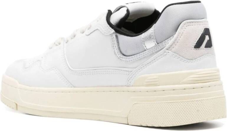 Autry Witte Leren Sneakers met Zilveren Inzetstukken White Heren