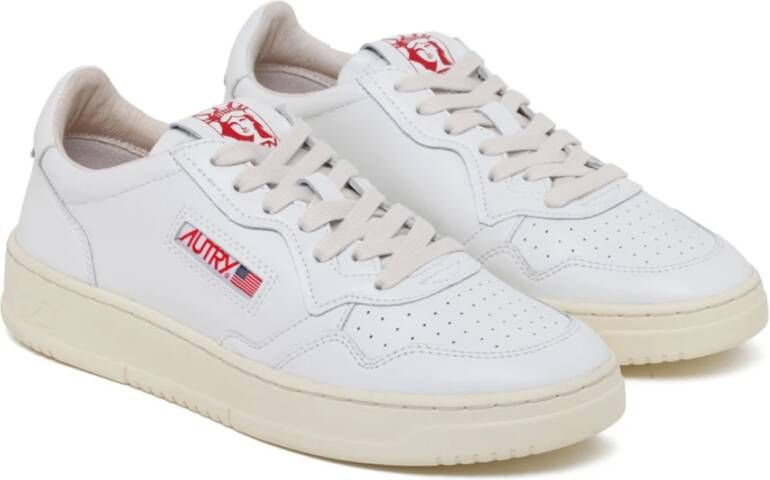 Autry Witte Rode Lage Top Sneakers White Dames