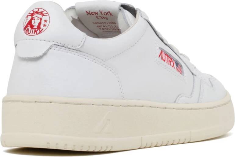 Autry Witte Rode Lage Top Sneakers White Dames