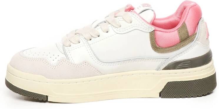 Autry Witte Roze Sneakers Leer Suède Mesh White Dames