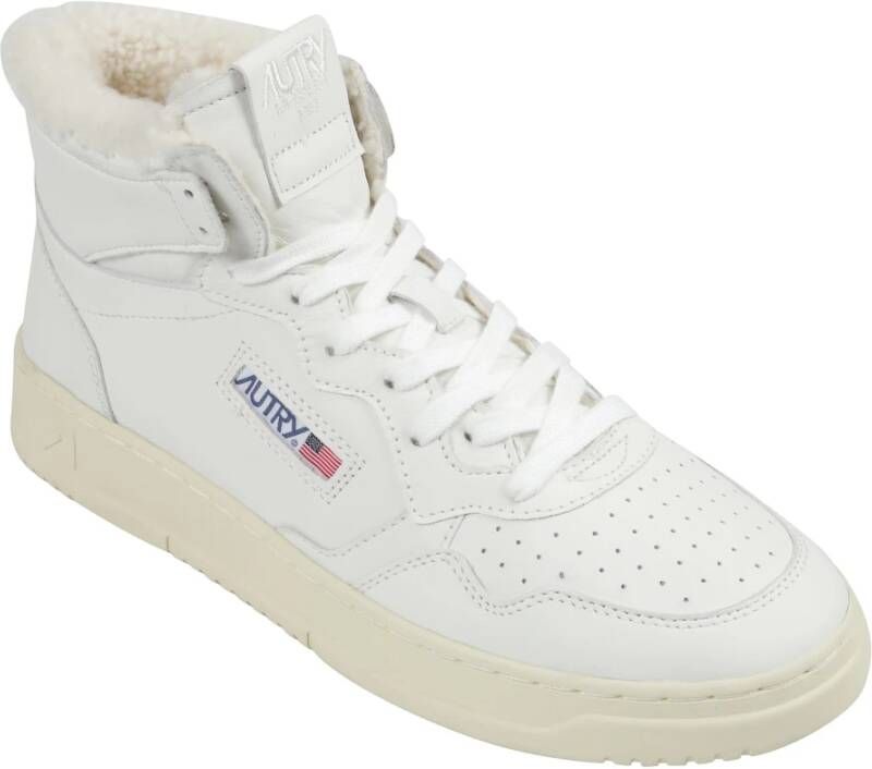 Autry Witte Shearling Mid-Top Sneakers White Heren