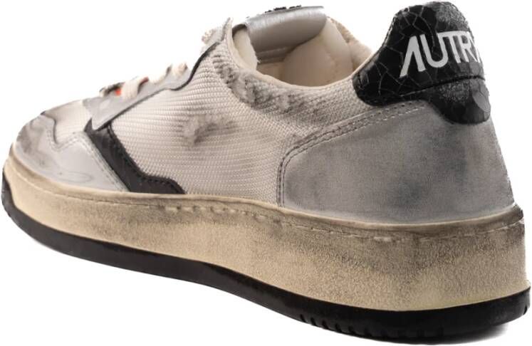 Autry Witte Sneakers Leer Stof Metallic Afwerking Gray Heren