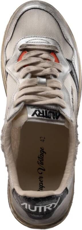 Autry Witte Sneakers Leer Stof Metallic Afwerking Gray Heren