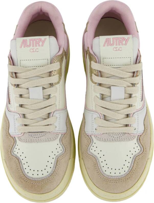 Autry Witte Sneakers met Beige en Roze Accents White Dames