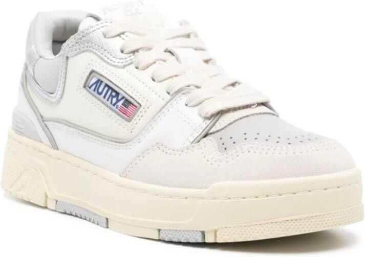 Autry CLC Lage Sneakers Wit Grijs Koeienhuid White Dames