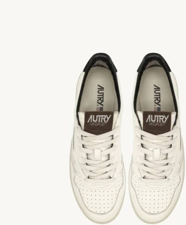 Autry Witte sneakers van gestructureerd leer met zwarte en bruine details White Heren