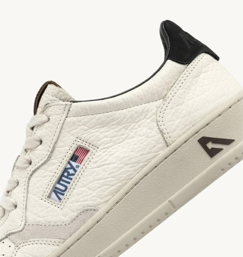 Autry Witte sneakers van gestructureerd leer met zwarte en bruine details White Heren