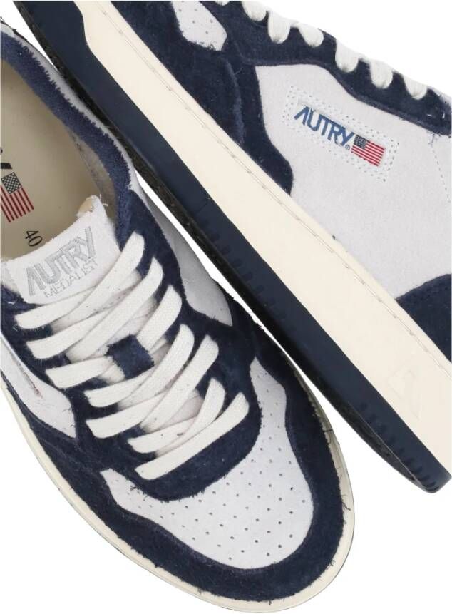 Autry Witte Suède Leren Sneakers met Logo Blue Heren