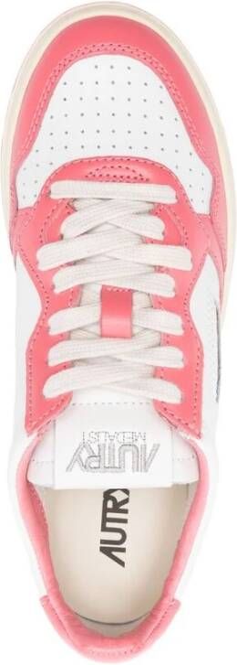 Autry Witte Veterschoenen met Geperforeerde Neus Pink Dames