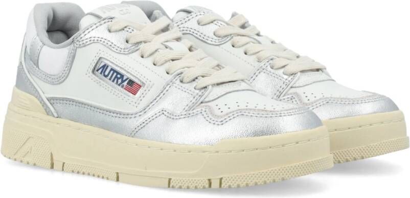 Autry Witte Zilveren Sneakers CLC Lage Top Gray Dames