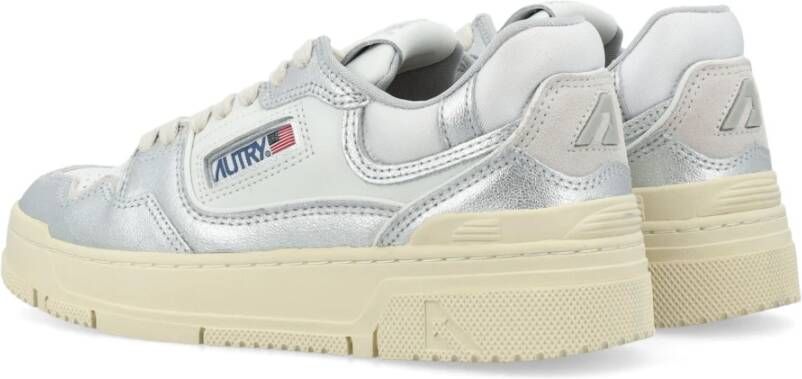 Autry Witte Zilveren Sneakers CLC Lage Top Gray Dames