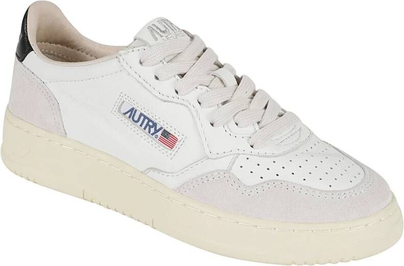 Autry Witte Zwarte Sneakers met Suède Detail White Dames