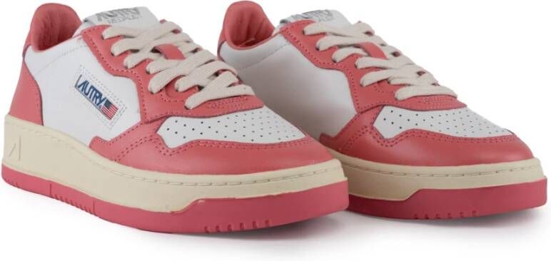 Autry Wit Tearose Leren Bicolor Sneakers Pink Dames