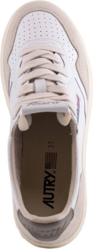 Autry Witte Groene Leren Sneakers met Suède Details Multicolor Dames