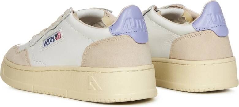 Autry Witte Lavendel Leren Lage Sneakers Wit Dames