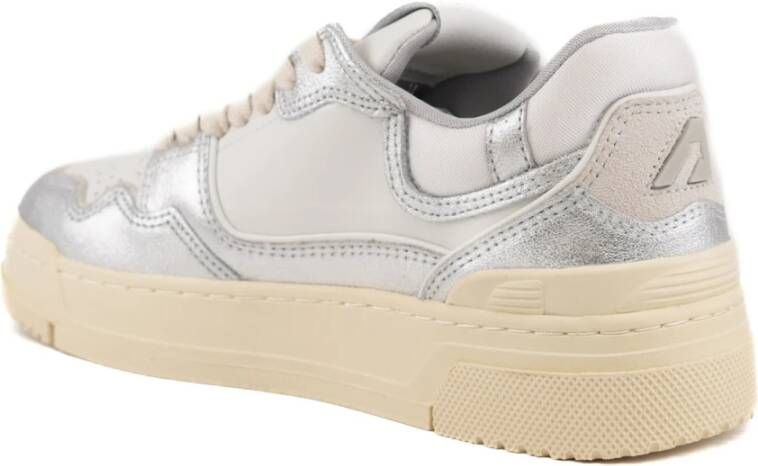 Autry Witte zilveren leren damessneakers White Dames