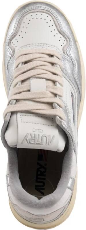 Autry Witte zilveren leren damessneakers White Dames