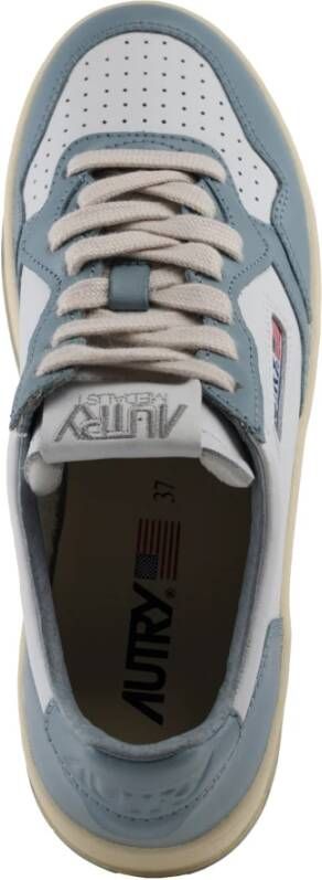 Autry Wit Zilver Blauw Medalist Platform Leren Sneakers Blue Dames