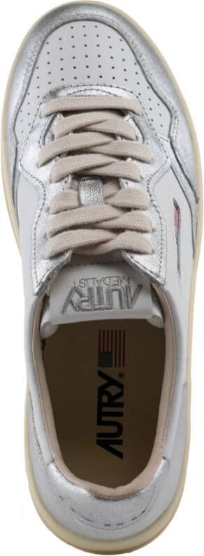 Autry Wit Zilver Medalist Platform Leren Sneakers White Dames