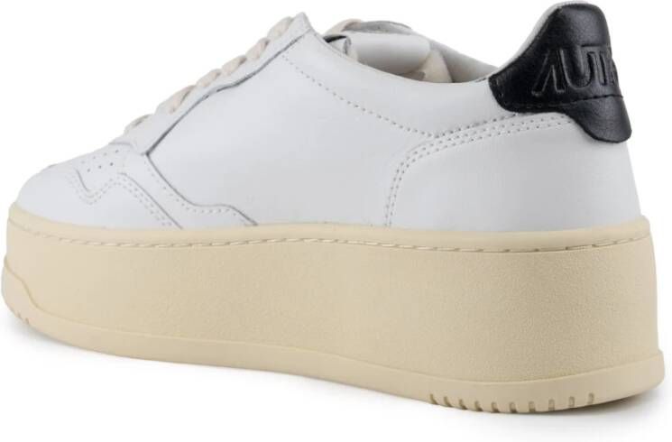 Autry Wit zwarte leren sneakers met platform White Dames