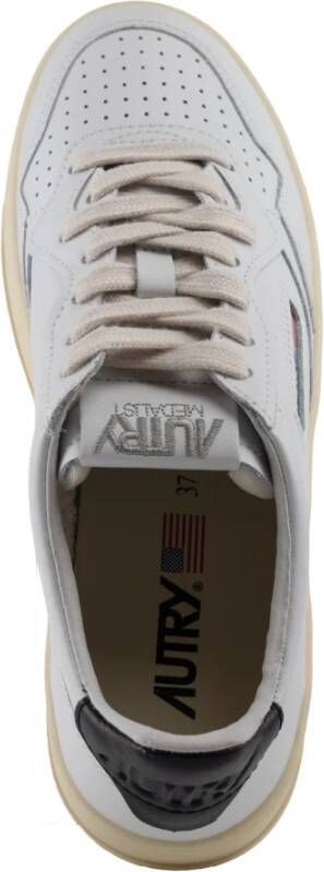 Autry Wit zwarte leren sneakers met platform White Dames