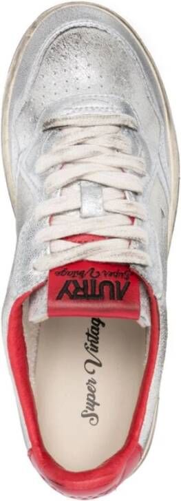 Autry Zilver-tone Sneakers met Rode Accenten Gray Dames