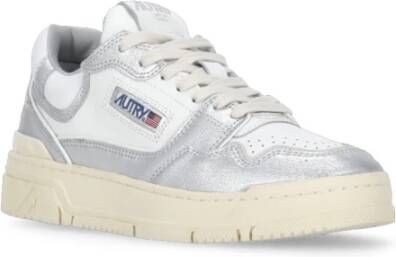 Autry Zilveren Leren Sneakers met Logodetails Gray Dames