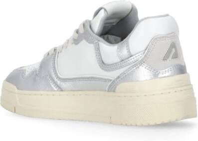 Autry Zilveren Leren Sneakers met Logodetails Gray Dames